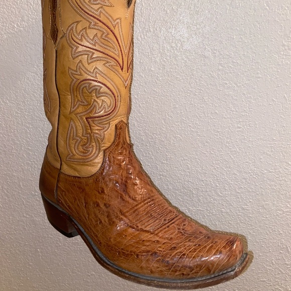 LUCCHESE MEN\'S HANDMADE NATHAN SMOOTH OSTRICH LEATHER WESTERN BOOTS - SNIP TOE main image 4